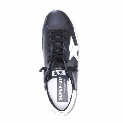 BLACK AND WHITE LEATHER SUPER-STAR SNEAKERS