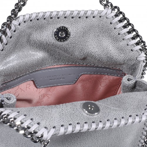 PEARL GREY FAUX LEATHER TINY FALABELLA TOTE BAG