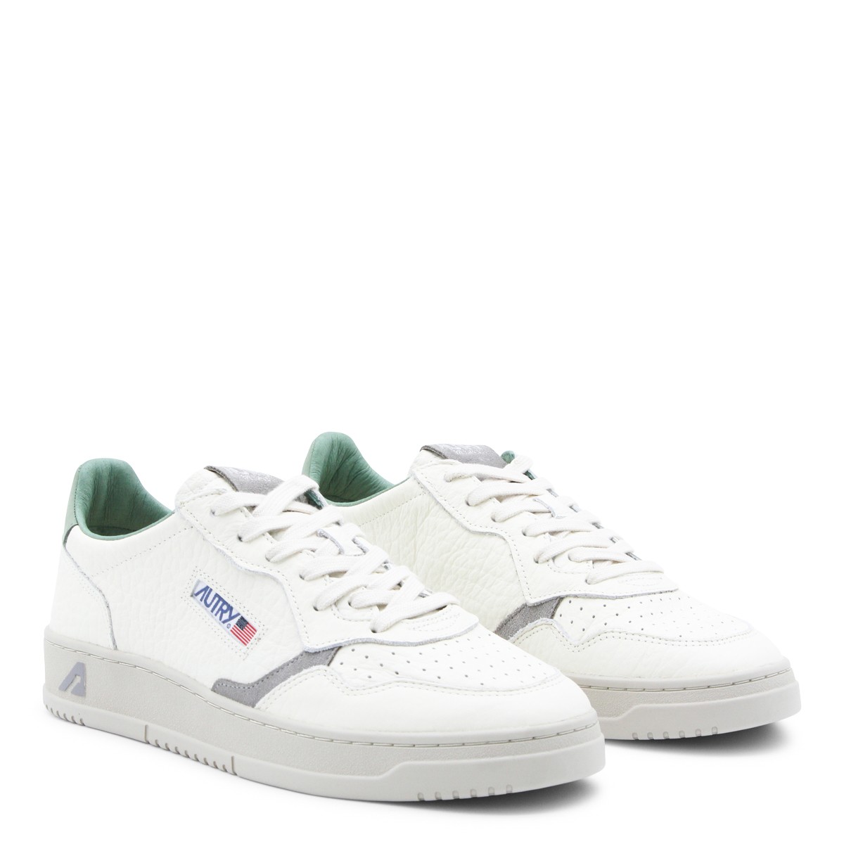 WHITE AND GREEN LEATHER MEDALIST LOW...