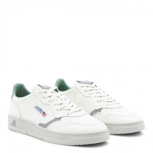 WHITE AND GREEN LEATHER MEDALIST LOW SNEAKERS 