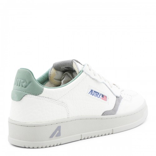 WHITE AND GREEN LEATHER MEDALIST LOW SNEAKERS 