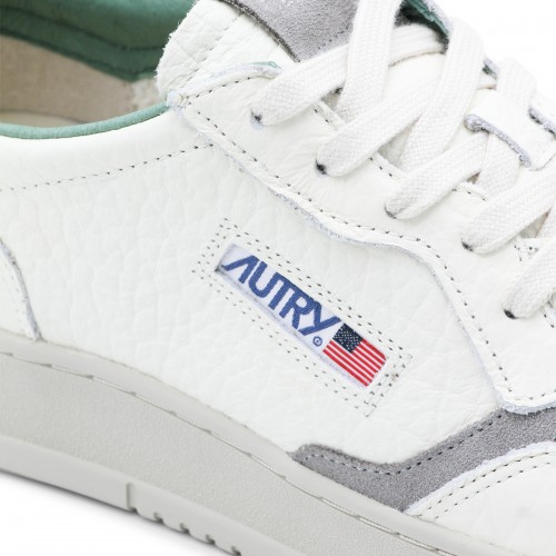WHITE AND GREEN LEATHER MEDALIST LOW SNEAKERS 