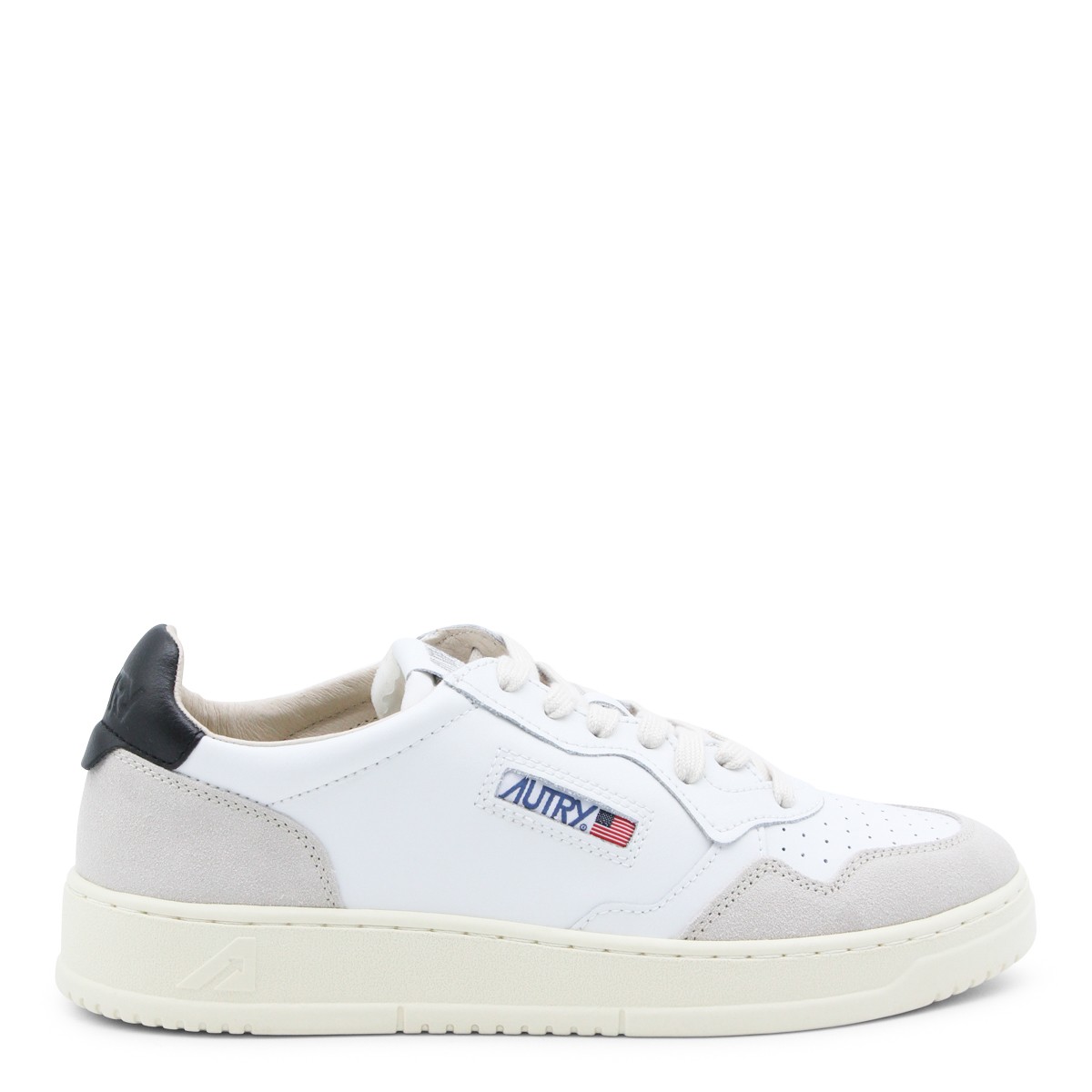 WHITE AND BLACK LEATHER AND SUEDE...