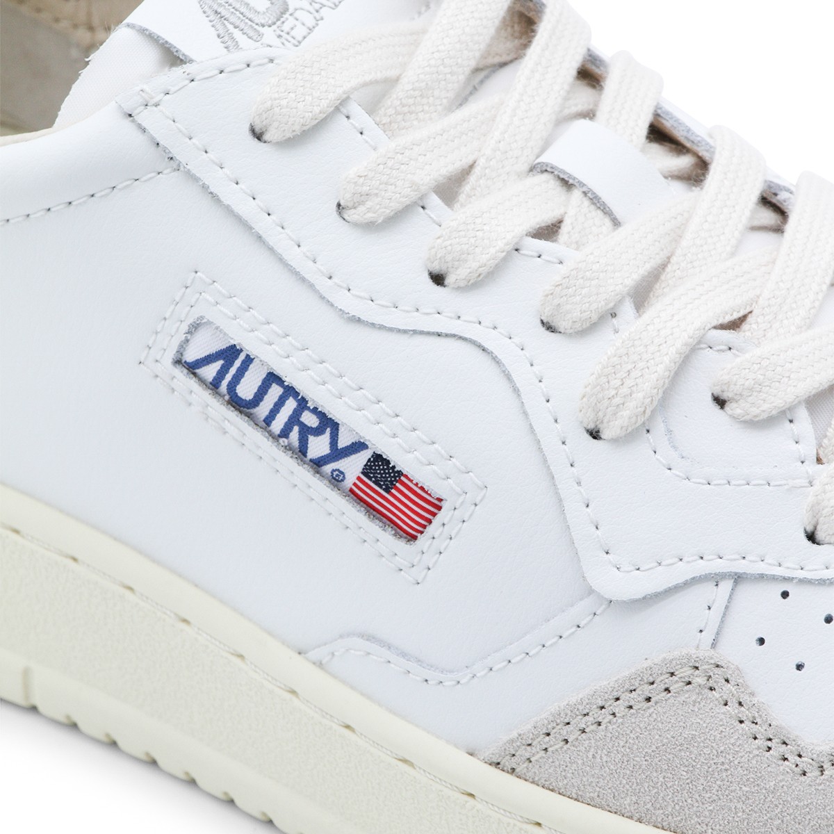 WHITE AND BLACK LEATHER AND SUEDE...