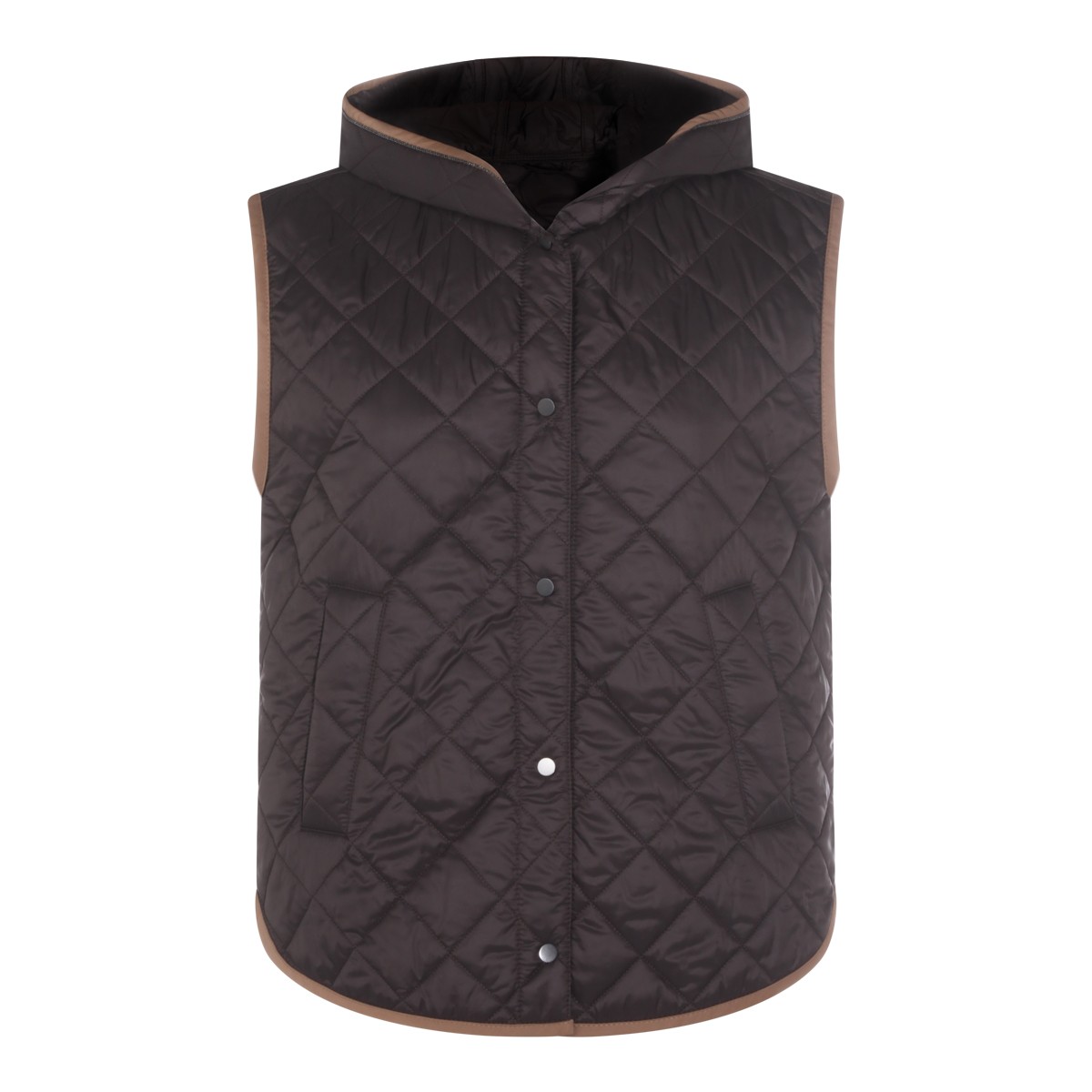 BLACK NYLON DOWN VEST JACKET