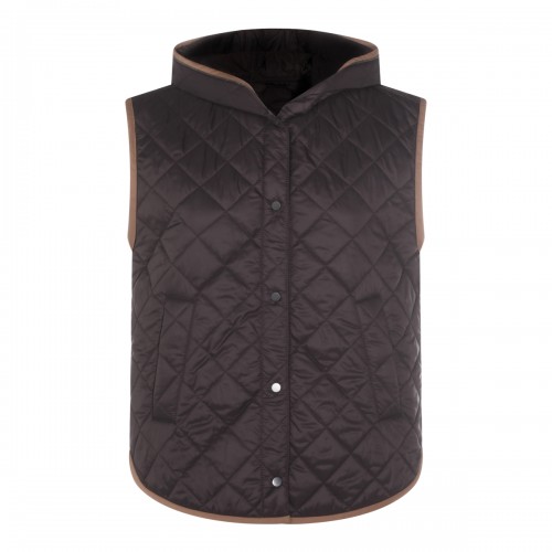 BLACK NYLON DOWN VEST JACKET