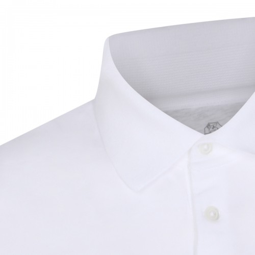 WHITE COTTON LOGO POLO SHIRT 