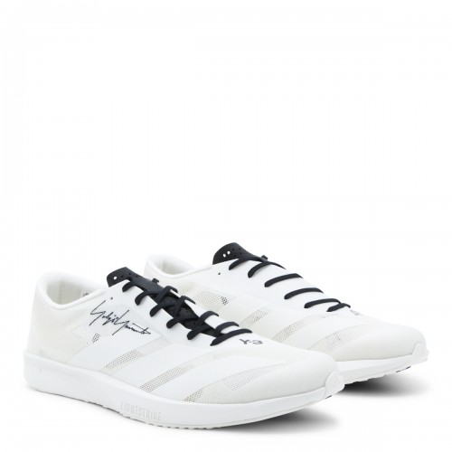 WHITE AND BLACK LEATHER ADIZERO RC6 SNEAKERS