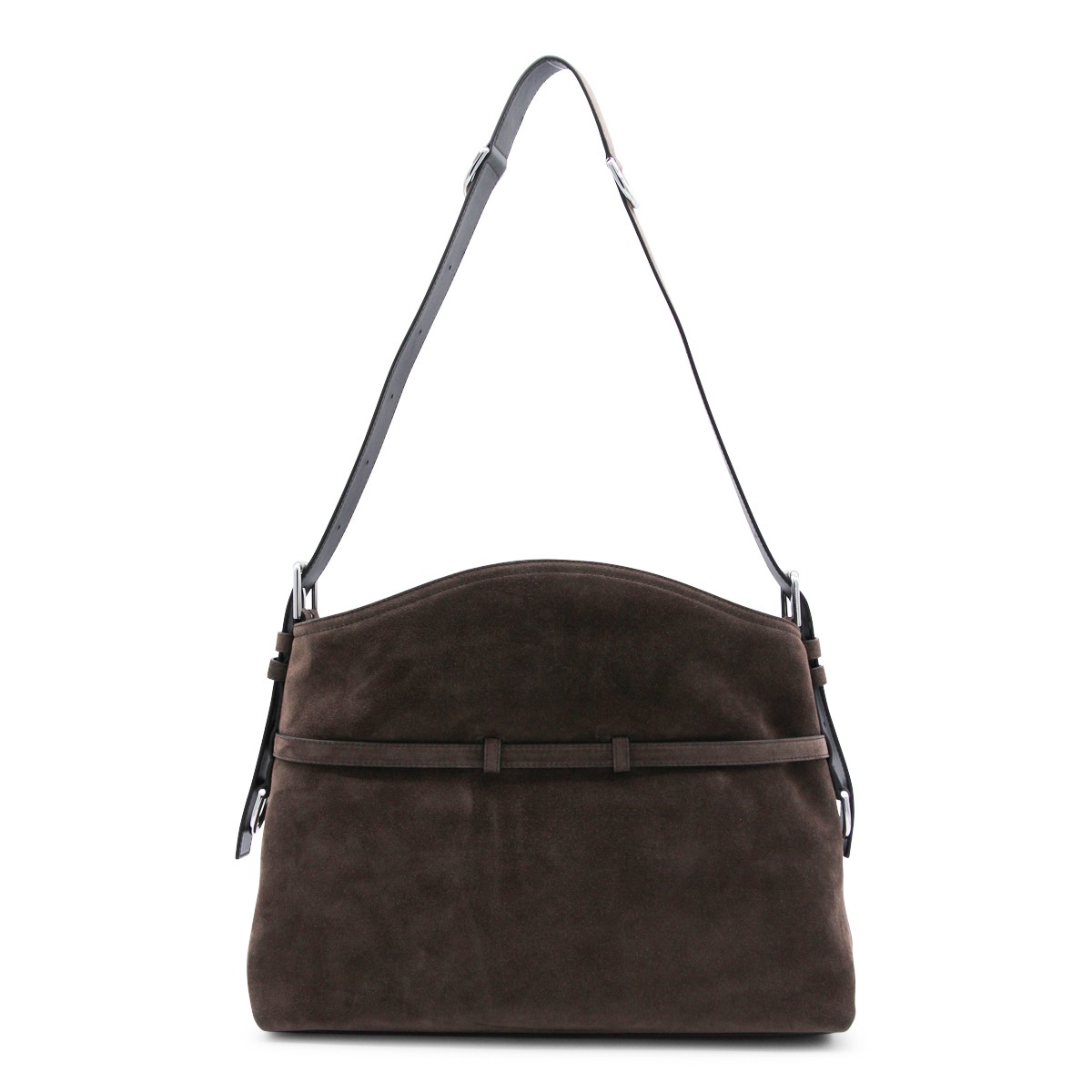 BROWN SUEDE VOYOU MEDIUM SHOULDER BAG
