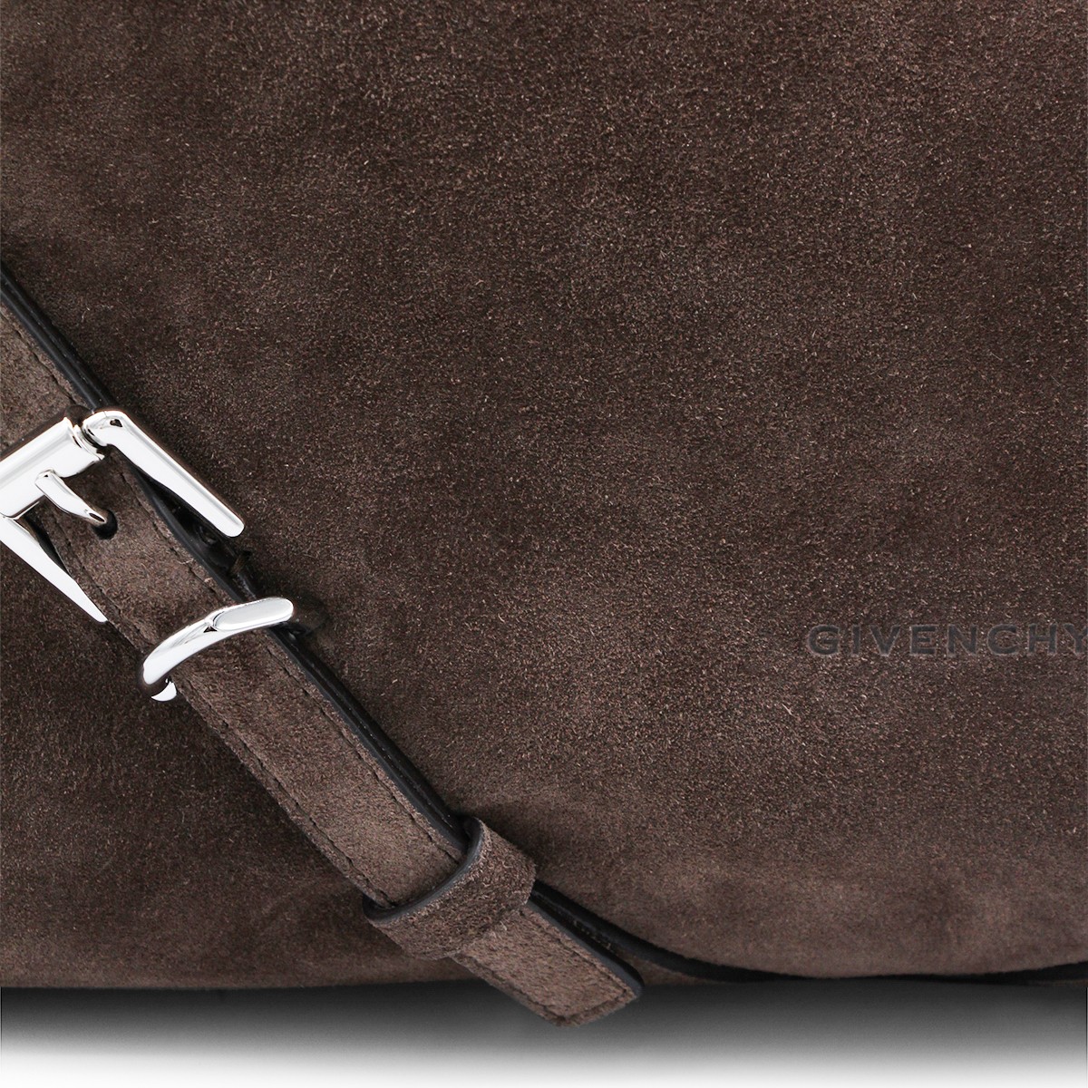 BROWN SUEDE VOYOU MEDIUM SHOULDER BAG