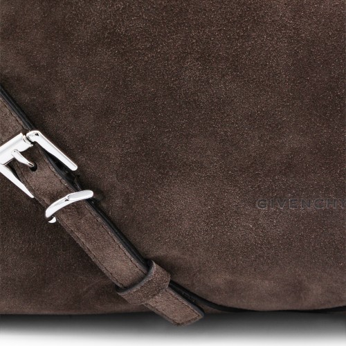 BROWN SUEDE VOYOU MEDIUM SHOULDER BAG
