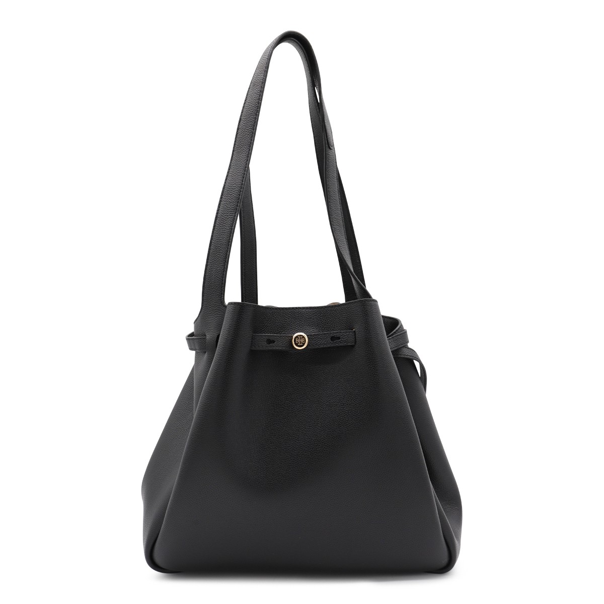 BLACK LEATHER ROMY TOTE