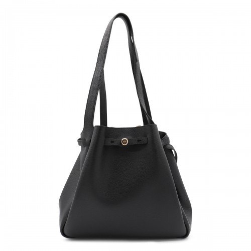BLACK LEATHER ROMY TOTE