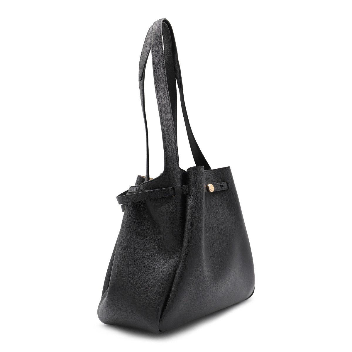 BLACK LEATHER ROMY TOTE