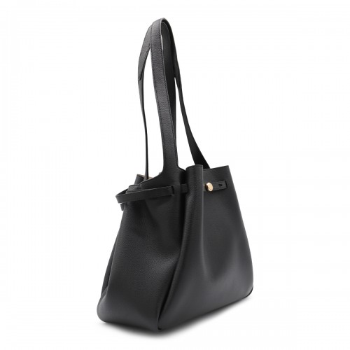 BLACK LEATHER ROMY TOTE