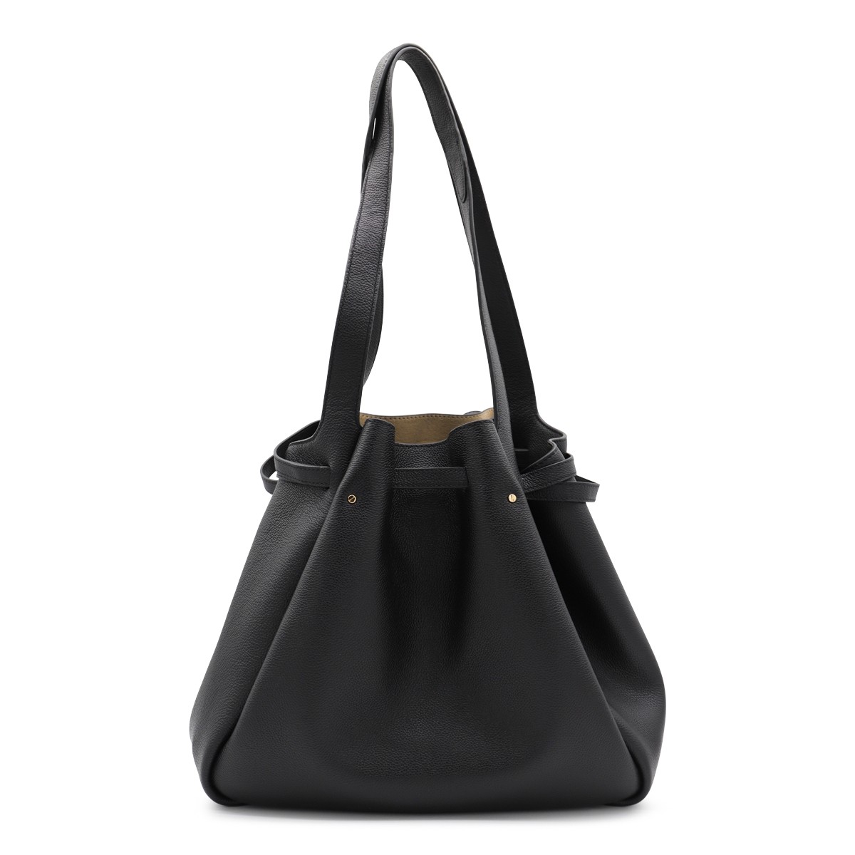 BLACK LEATHER ROMY TOTE