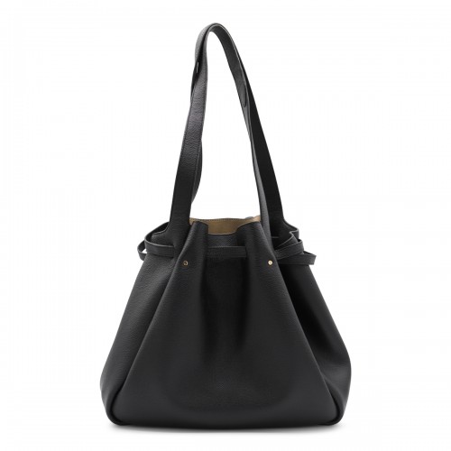 BLACK LEATHER ROMY TOTE