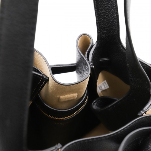 BLACK LEATHER ROMY TOTE