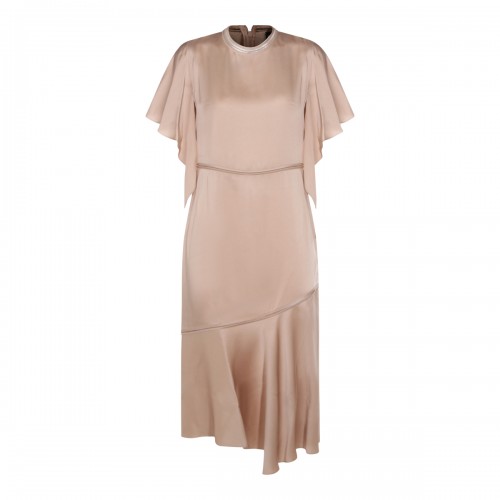 BEIGE VISCOSE MIDI DRESS