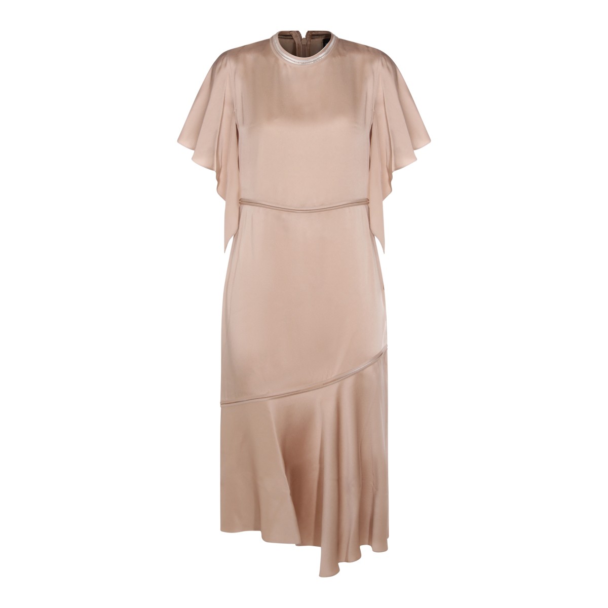 BEIGE VISCOSE MIDI DRESS