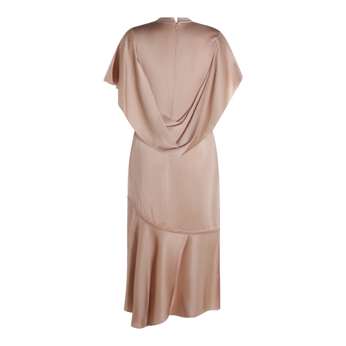 BEIGE VISCOSE MIDI DRESS