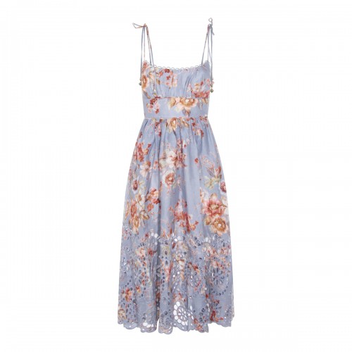 LIGHT BLUE LINEN MIDI DRESS