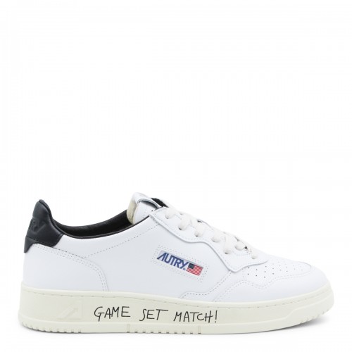 WHITE AND BLACK LEATHER MEDALIST SNEAKERS
