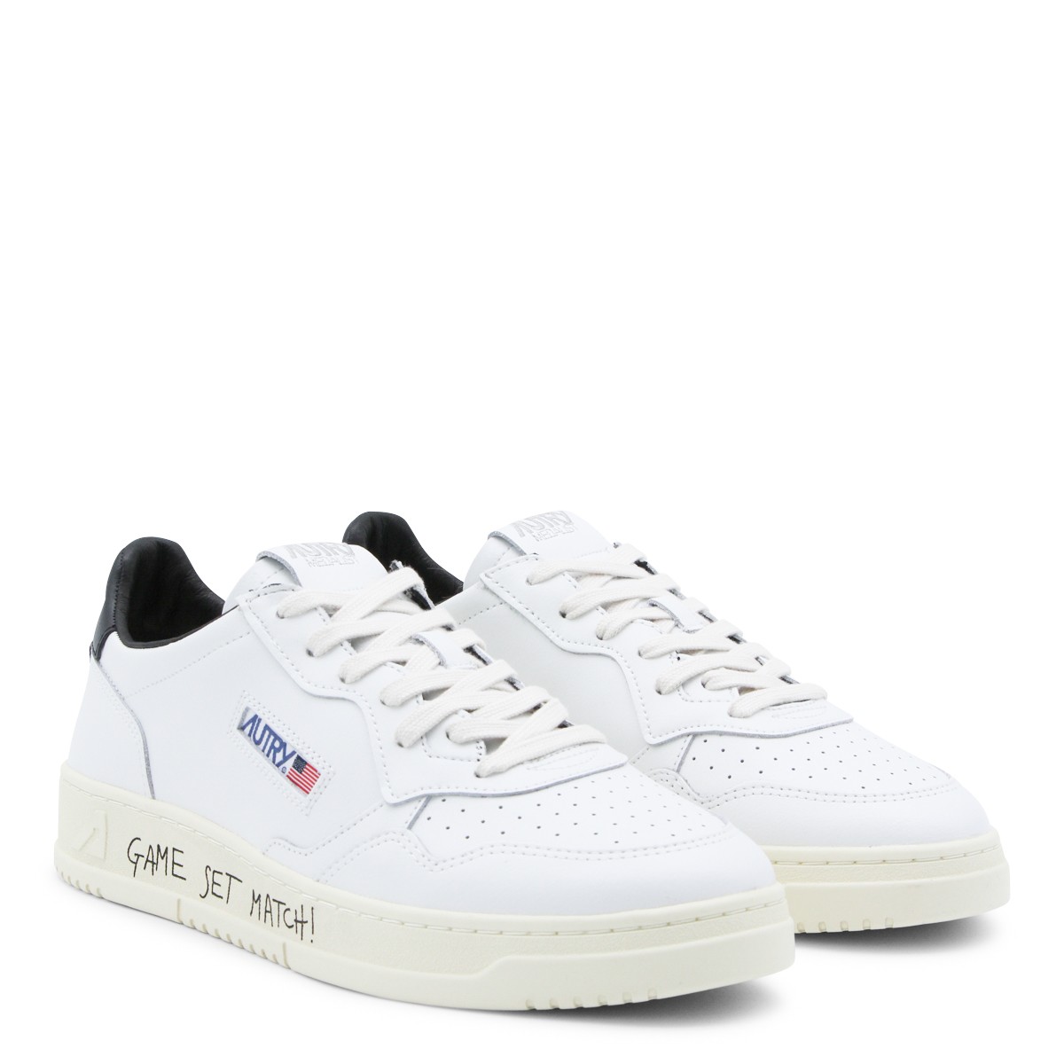 WHITE AND BLACK LEATHER MEDALIST...