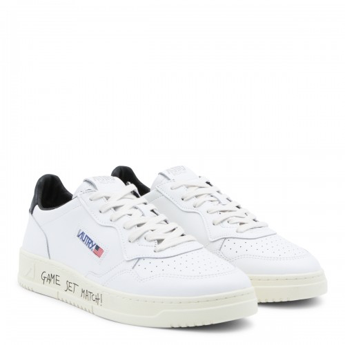 WHITE AND BLACK LEATHER MEDALIST SNEAKERS