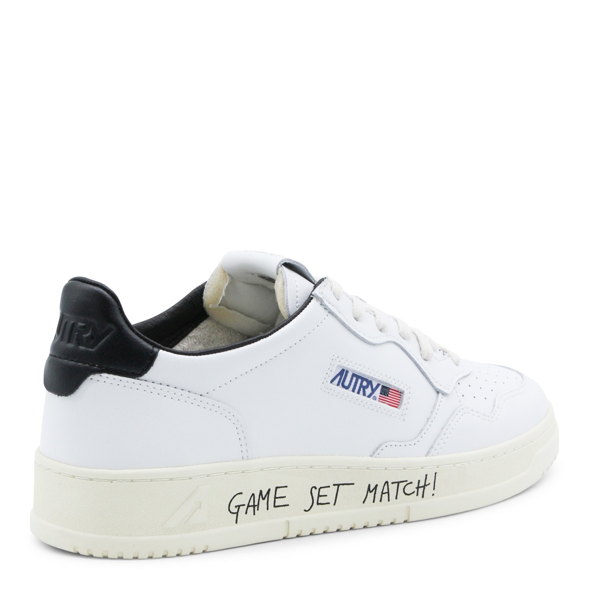 WHITE AND BLACK LEATHER MEDALIST...