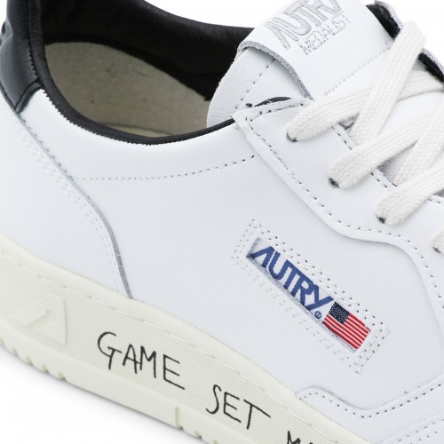 WHITE AND BLACK LEATHER MEDALIST SNEAKERS