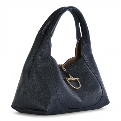 BLACK LEATHER SOFTBIT TOTE BAG