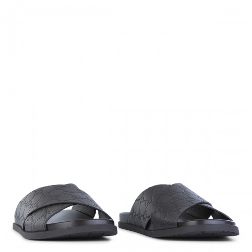 BROWN LEATHER LOGO FLATS 2