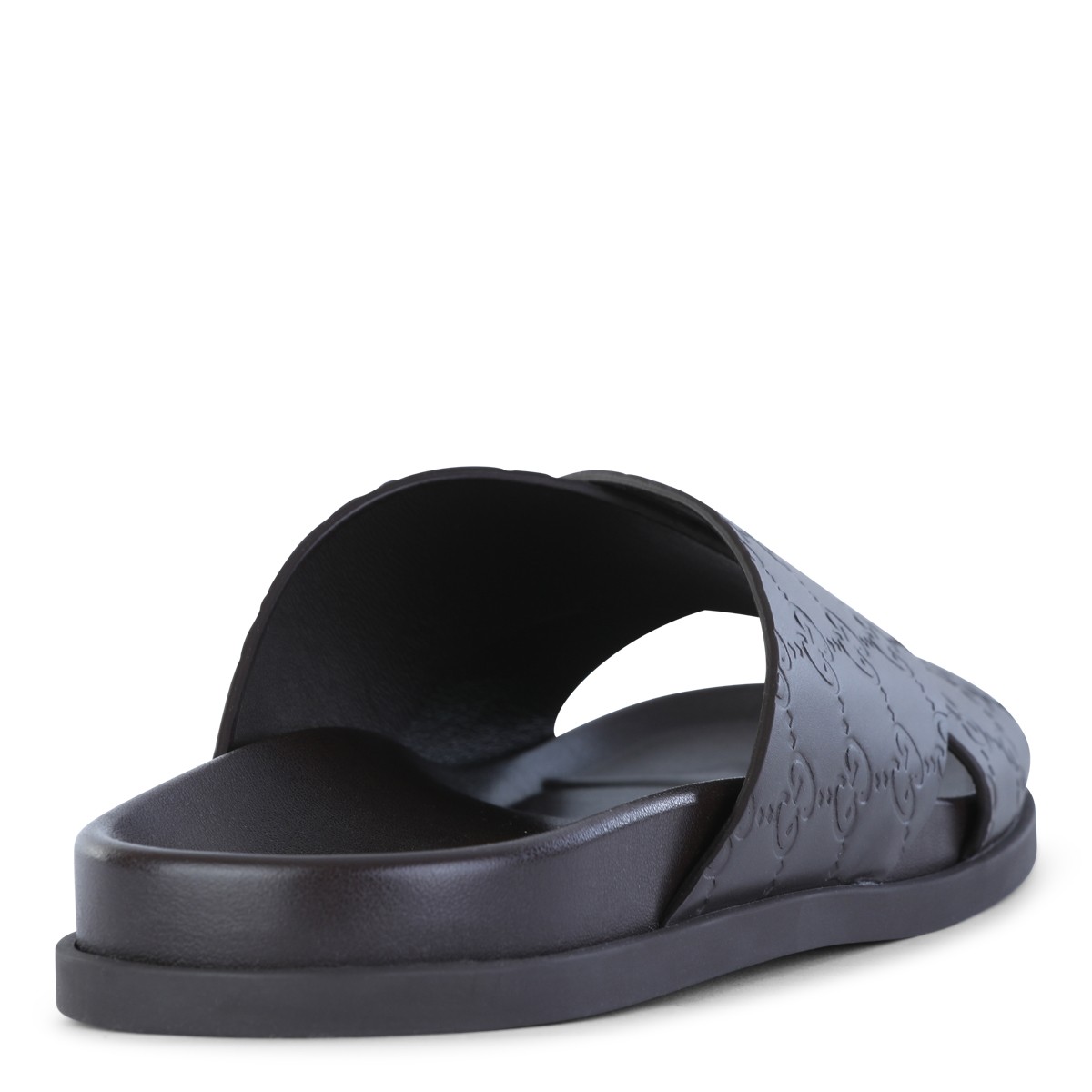 BROWN LEATHER LOGO FLATS