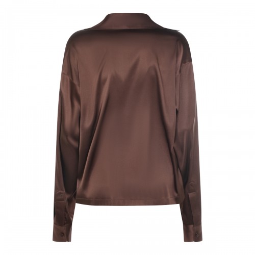 BROWN SILK POLO SHIRT 2