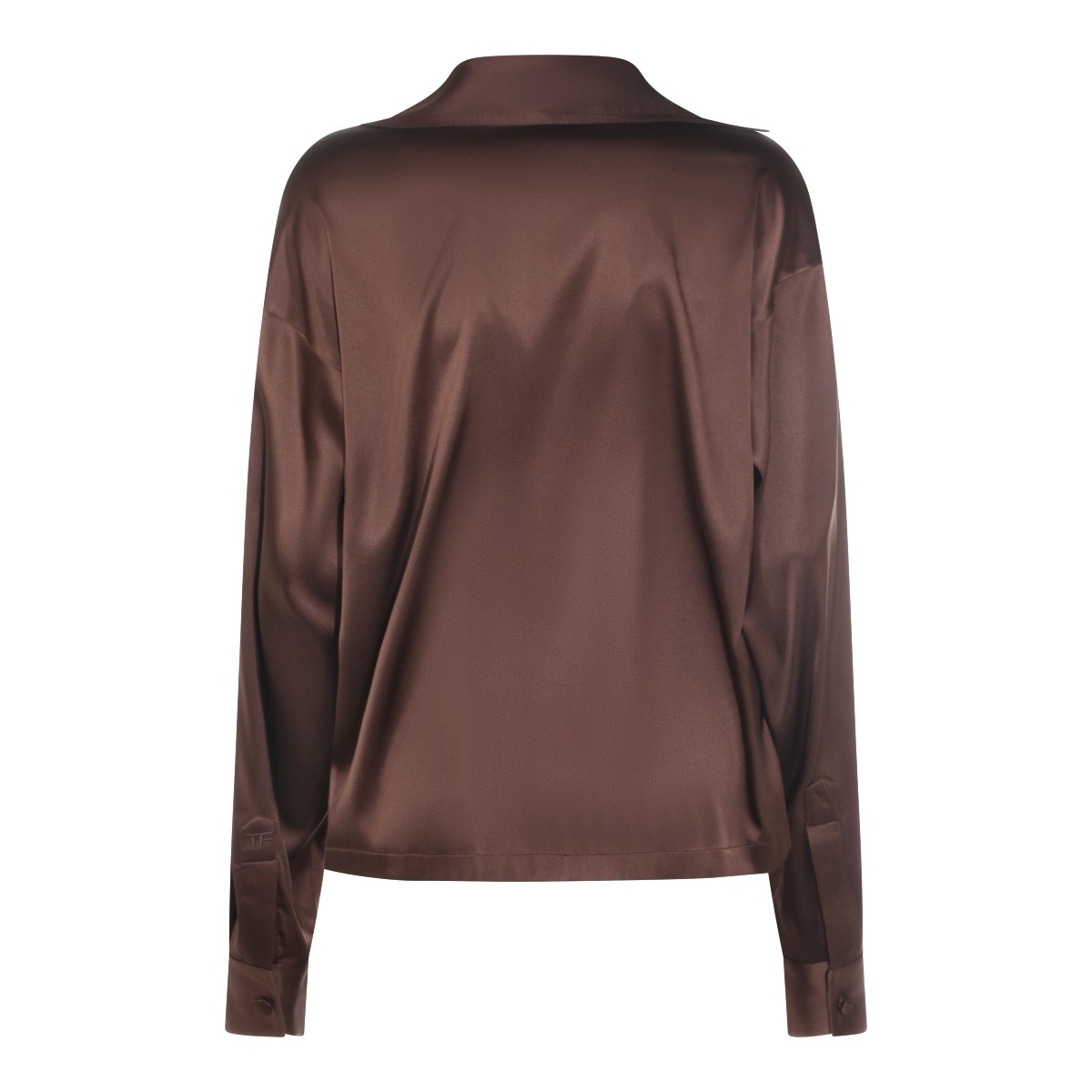 BROWN SILK POLO SHIRT