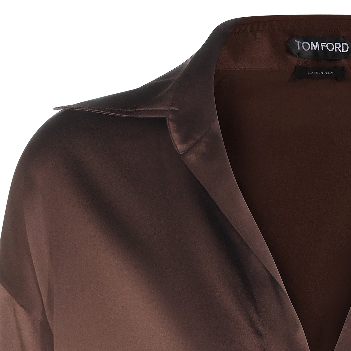 BROWN SILK POLO SHIRT