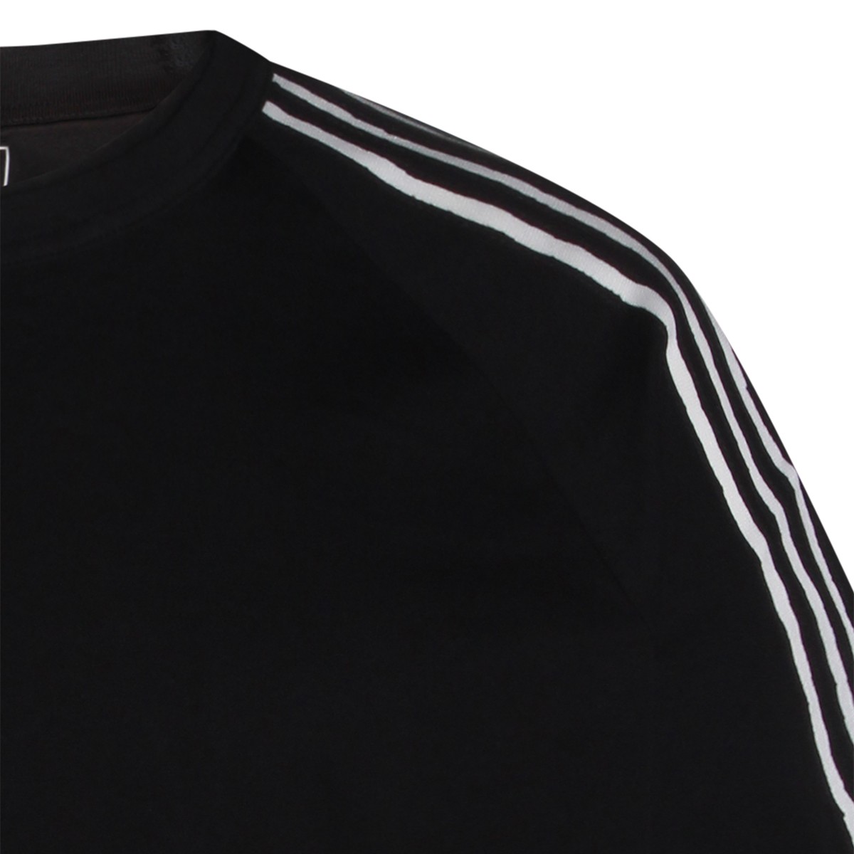BLACK COTTON THREE STRIPES T-SHIRT