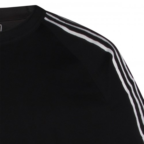 BLACK COTTON THREE STRIPES T-SHIRT