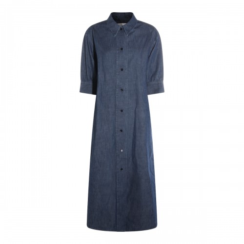 INDIGO COTTON BUTTON LONG DRESS