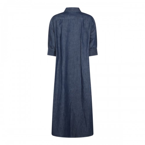 INDIGO COTTON BUTTON LONG DRESS