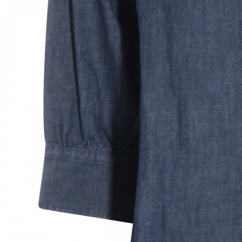 INDIGO COTTON BUTTON LONG DRESS