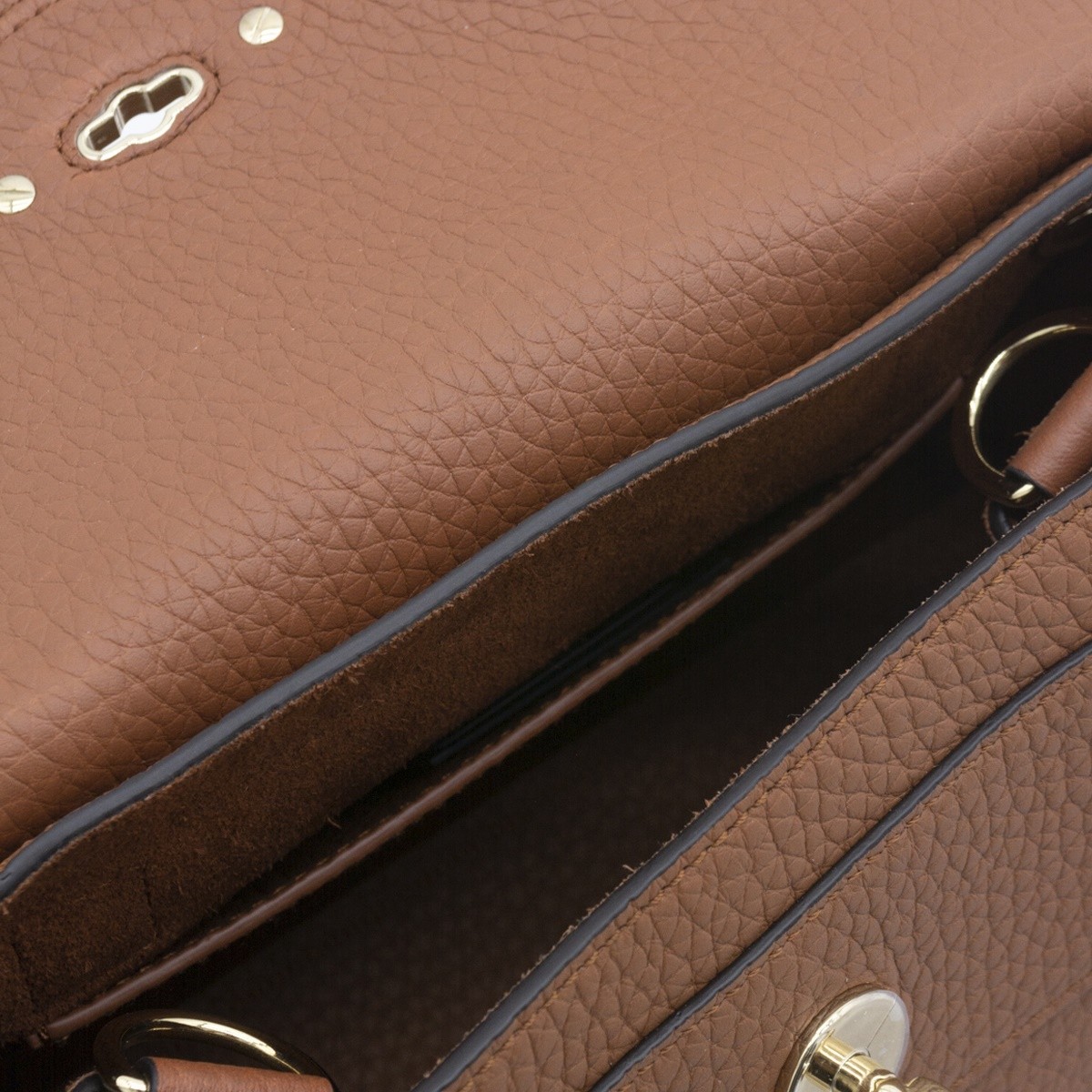 BROWN LEATHER MINI ALEXA HEAVY GRAIN...