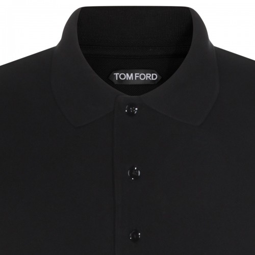 BLACK COTTON POLO SHIRT