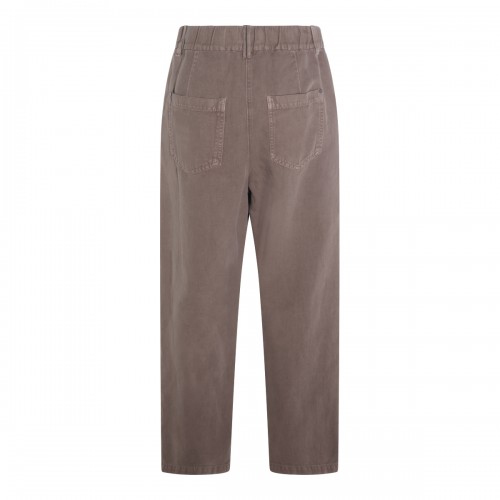 EARTH BROWN COTTON AND LINEN BLEND JEANS