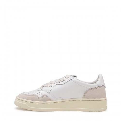 WHITE AND PINK LEATHER MEDALIST SNEAKERS