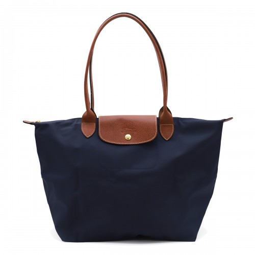 BLUE LEATHER LE PLIAGE ORIGINAL L TOTE