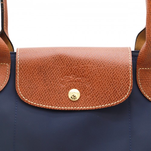 BLUE LEATHER LE PLIAGE ORIGINAL L TOTE
