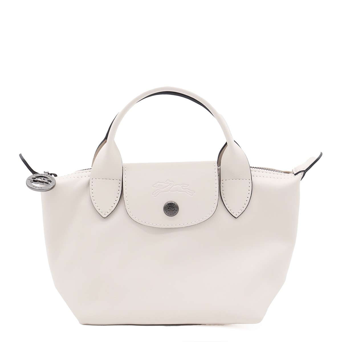 WHITE LEATHER LE PLIAGE XTRA XS TOTE