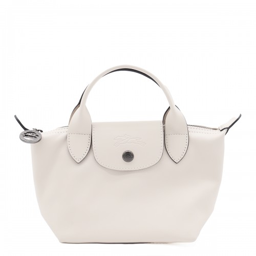 WHITE LEATHER LE PLIAGE XTRA XS TOTE
